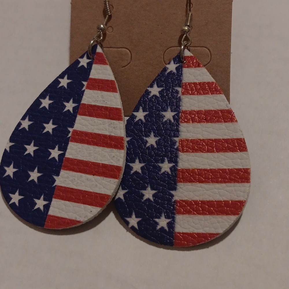 Red white and blue flag earrings  each